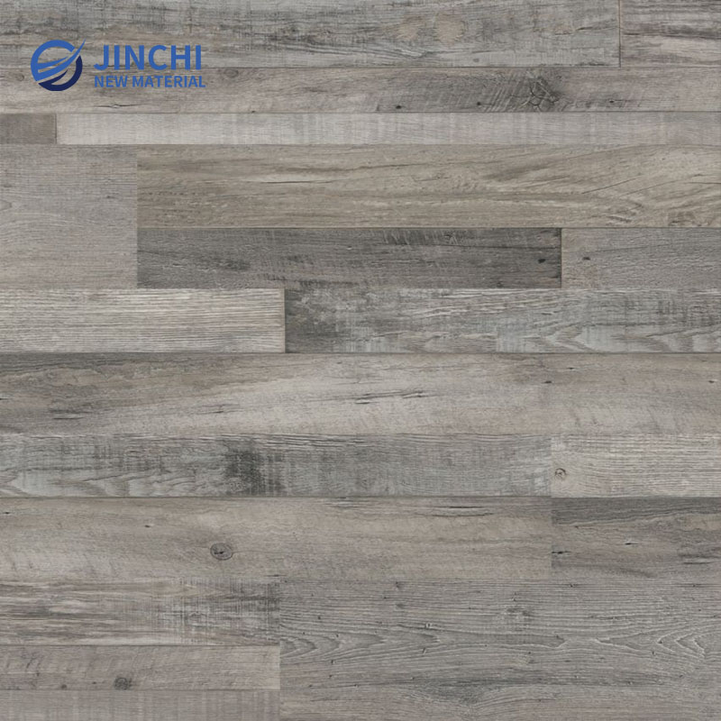 Pavimento in SPC effetto legno grigio stile country, spessore 0,5 mm, resistente all'usura.