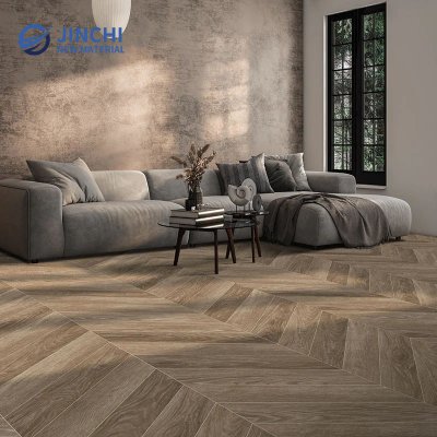 Pavimento a spina di pesce in SPC resistente al calore e facile da pulire.