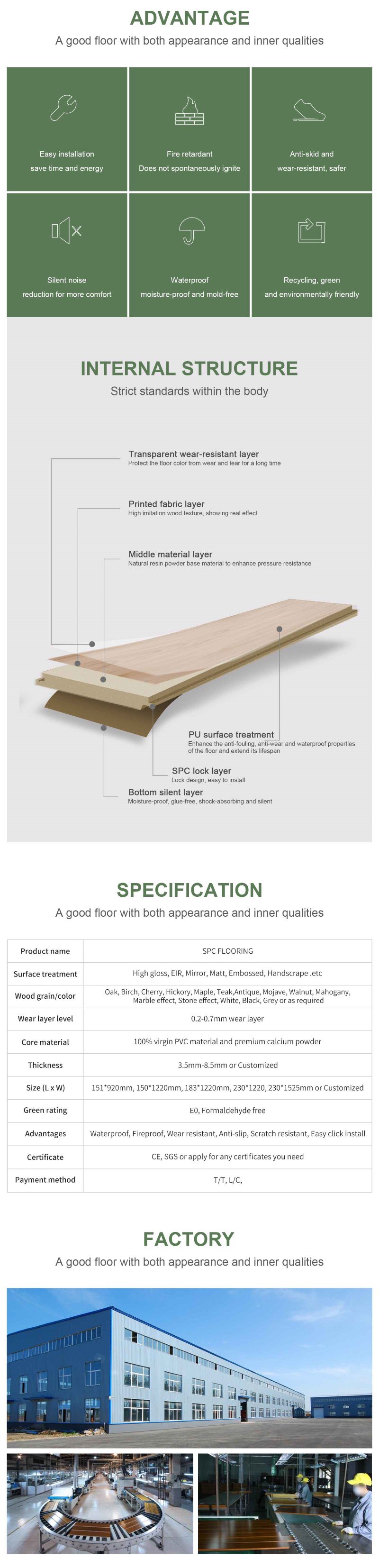 4mm Herringbone Rigid Vinyl Plank Floor Spc Flooring