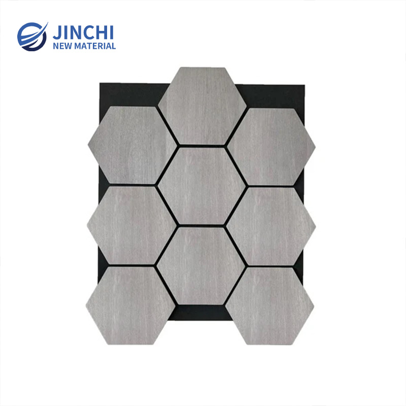 Schallschutzwandpaneele, graue Walnuss, sechseckig