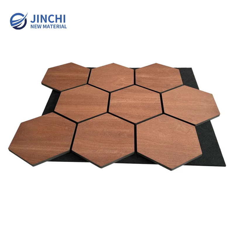 Звукоизолирующие стеновые панели из копченого дуба, шестиугольные панели