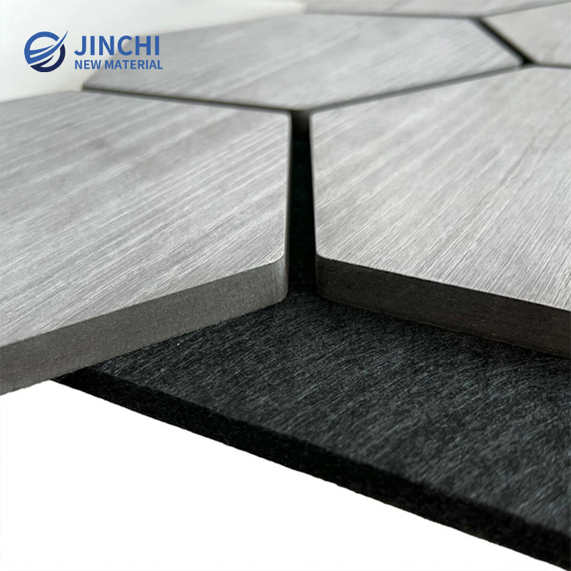 Schallschutzwandpaneele, graue Walnuss, sechseckig