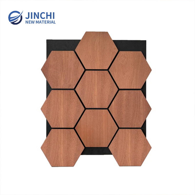 Звукоизолирующие стеновые панели из копченого дуба, шестиугольные панели