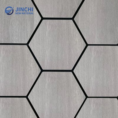 Schallschutzwandpaneele, graue Walnuss, sechseckig