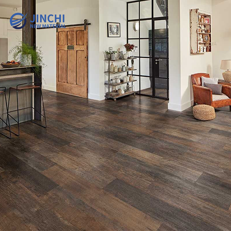 Pavimentos de madeira antiga com textura resistente a riscos, pavimento vinílico colado (LVT).