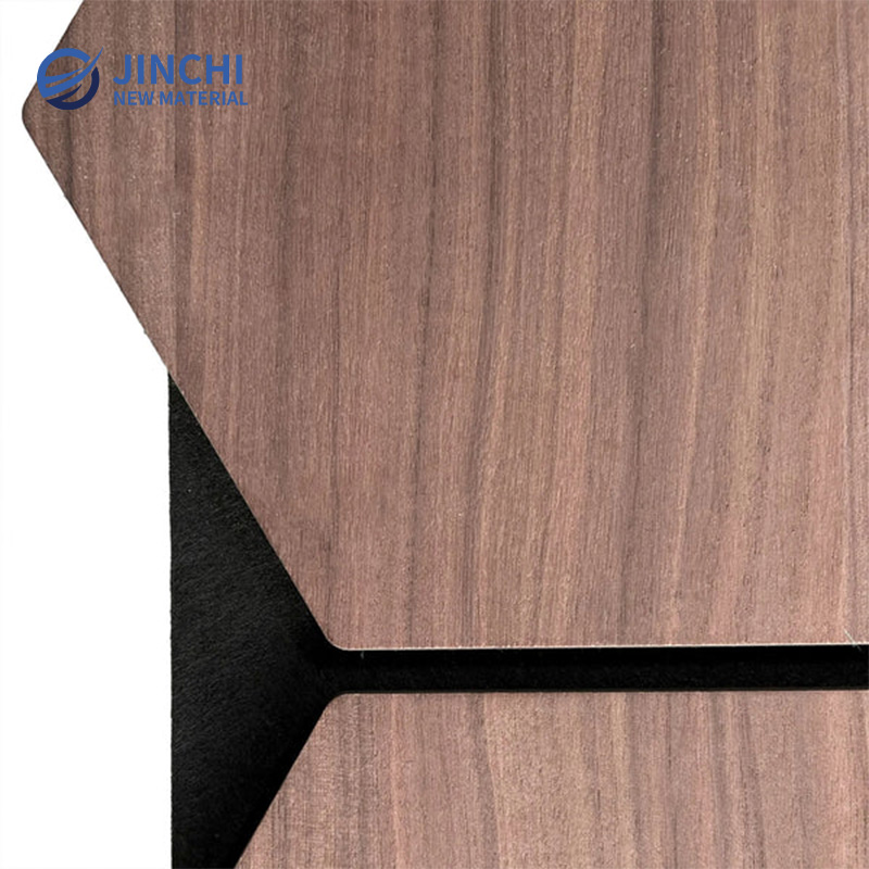 Paneles de pared insonorizados, panel hexagonal de nogal para insonorización.