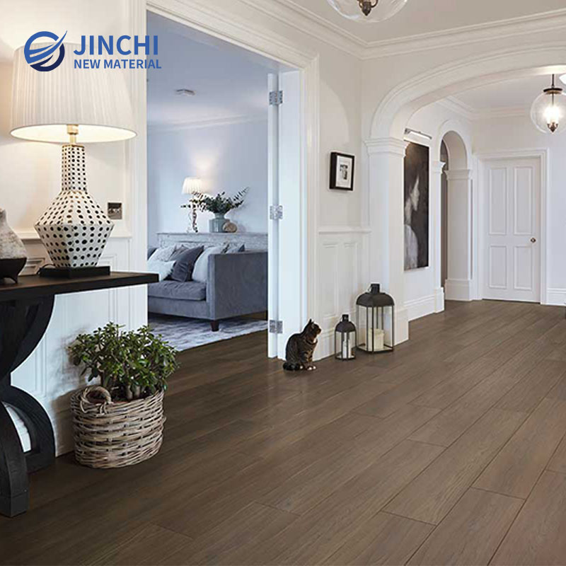 Dark Brown Scratch-embossed Gluedown LVT Flooring